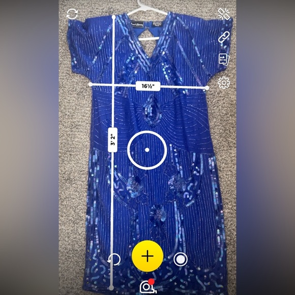 Vintage Jewel Queen 100% Silk Fully Beaded, Sequined Cobalt Blue Elegant Dress S - Picture 11 of 11